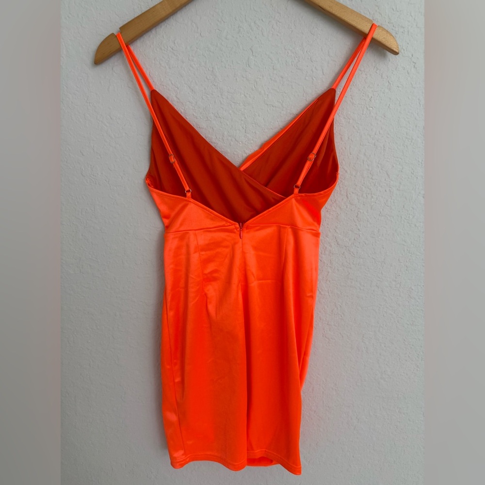 Fashion Nova Spaghetti Strap Mini Dress Size XS Bodycon Bright Orange. - Picture 2 of 4